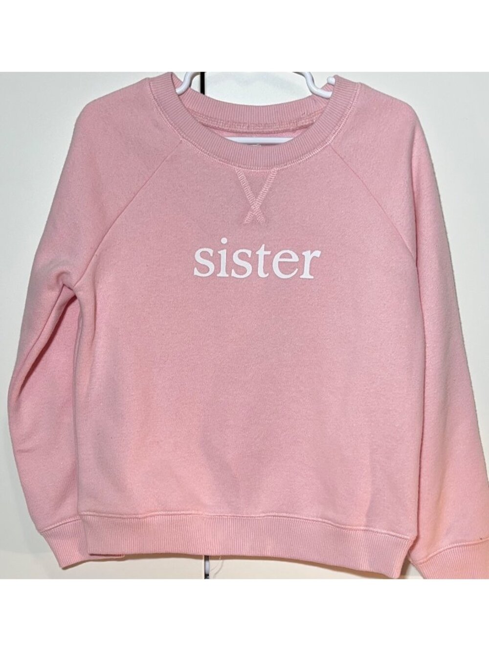 Mud Pie pink SISTER sweatshirt 4/5T EUC Big Sis Sibling Baby announcement preppy